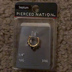 Gold with Black Heart Septum Ring